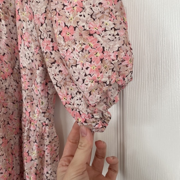 H&M Pink Boho Floral Puff Sleeve Tiered Maxi Sundress  Small 💖2 for $30💖 - Picture 6 of 12